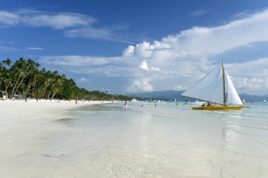Boracay Adası beyaz plaj paraw