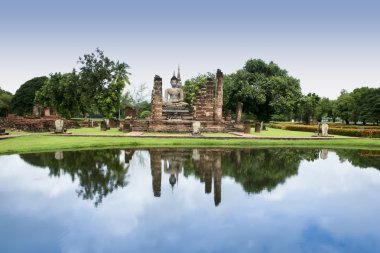 Sukhothai temple buddha reflections clipart