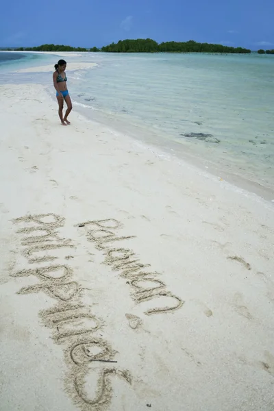Palawan Φιλιππίνες γραμμένο στην άμμο — Φωτογραφία Αρχείου