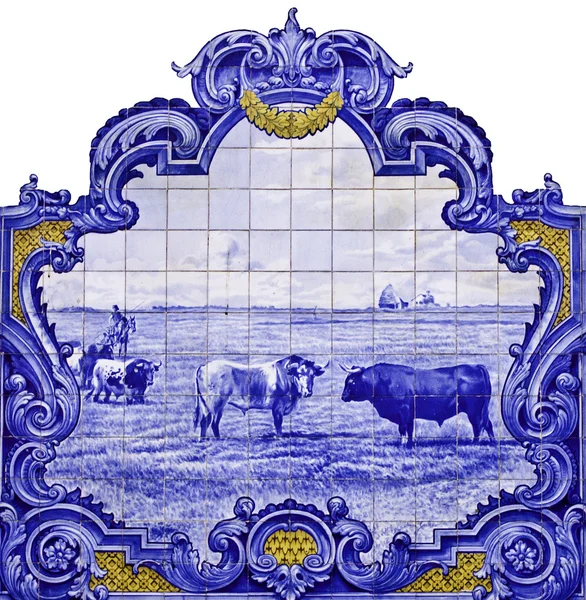 Panel de azulejos en Vila Franca de Xira, Portu Imágenes de stock libres de derechos