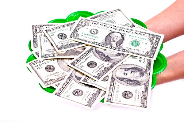 Dollars on a tray — Stock Photo, Image