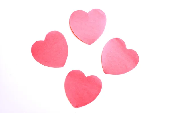 Four paper hearts — Stock Photo, Image