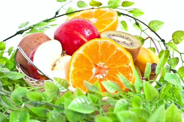 Frukter och gröna blad — Stockfoto