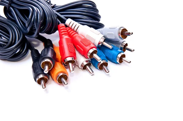 Изолированные кабели RCA — стоковое фото