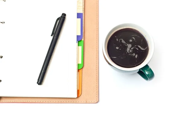 Καφέ και σημειωματάριο — Φωτογραφία Αρχείου