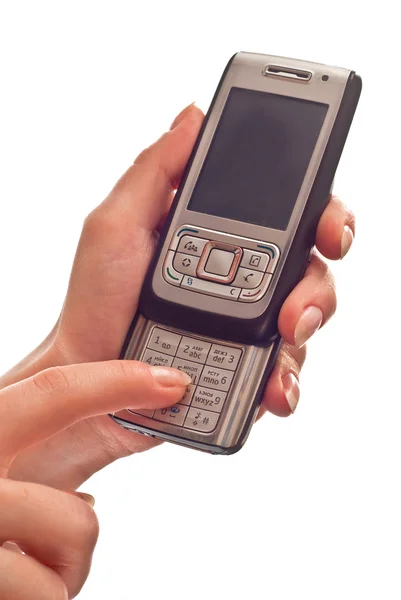 Teléfono móvil plateado — Foto de Stock