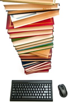 Keyboard and books clipart