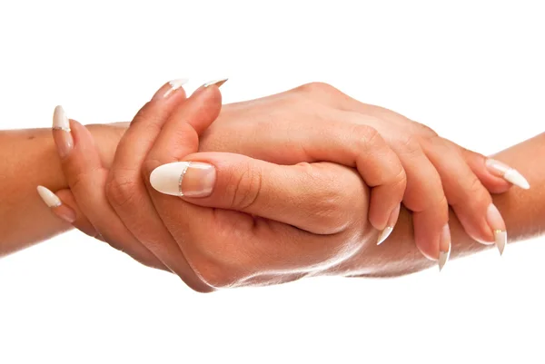 Ręce kobiece kobieta na białym tle — Zdjęcie stockowe