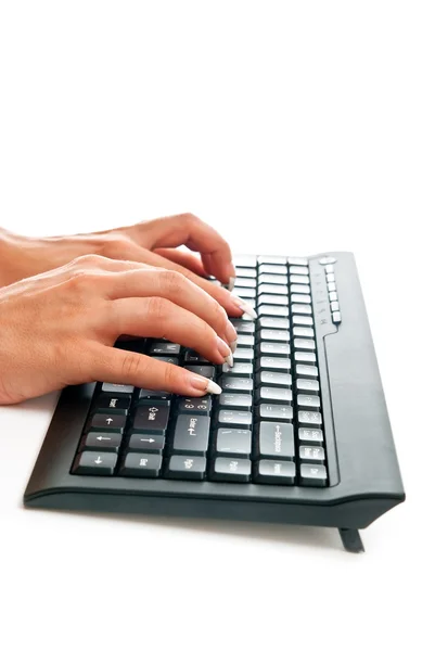Female hands on keyboard — Stock Photo, Image