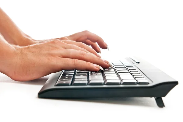 Mãos e teclado — Fotografia de Stock