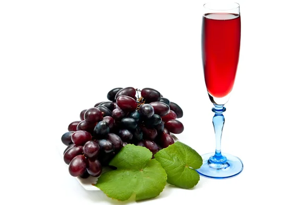 Červené víno a hrozny — Stock fotografie