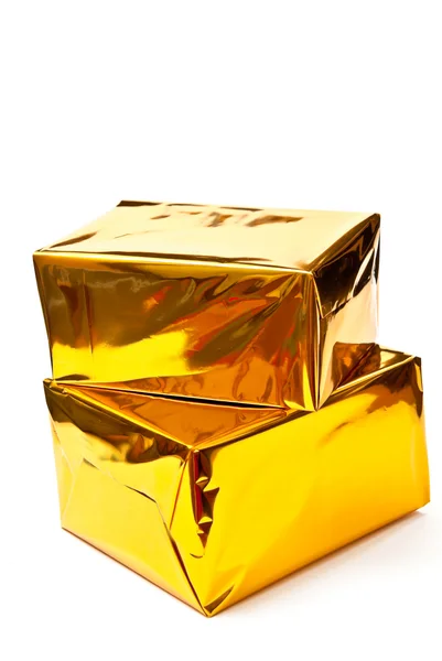 Cutii de cadouri de aur — Fotografie, imagine de stoc