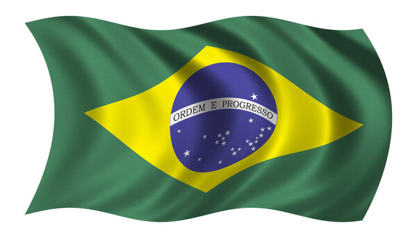 Flag of Brazil waving in the wind.