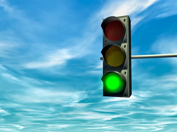 Zelená semafor — Stock fotografie