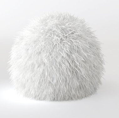 3d render of white fur funny ball clipart