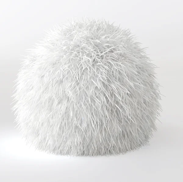 3d render of white fur funny ball — Stock Photo, Image