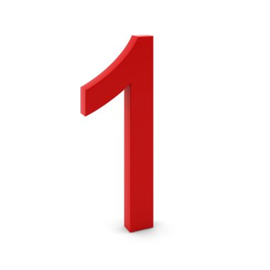 3d render of red number one on white clipart