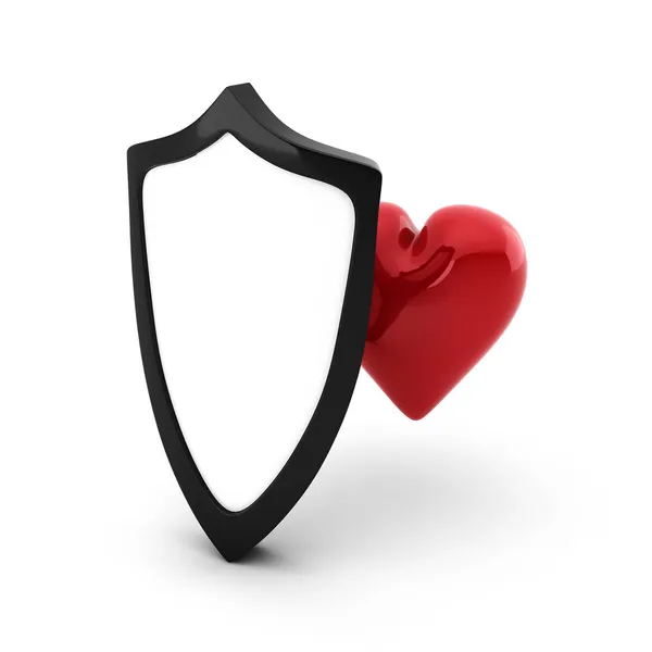 White shield and red heart — Stock Photo, Image