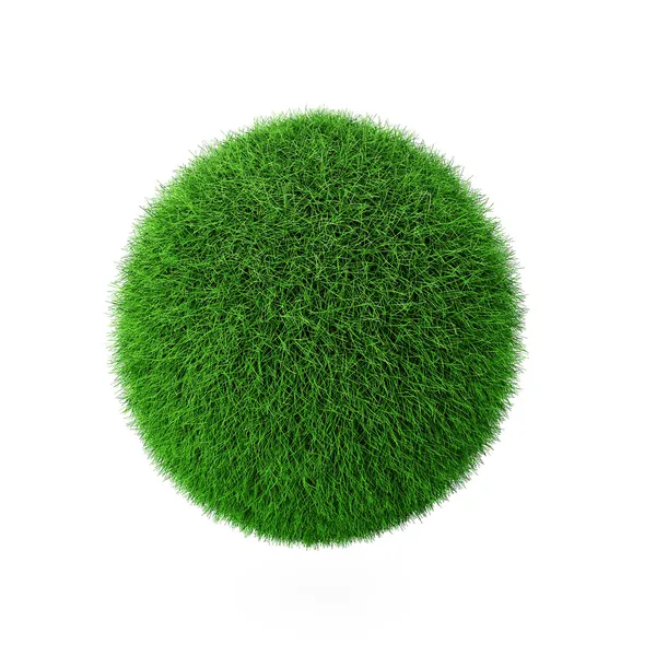 3D καθιστούν πράσινο γρασίδι μπάλα — Φωτογραφία Αρχείου