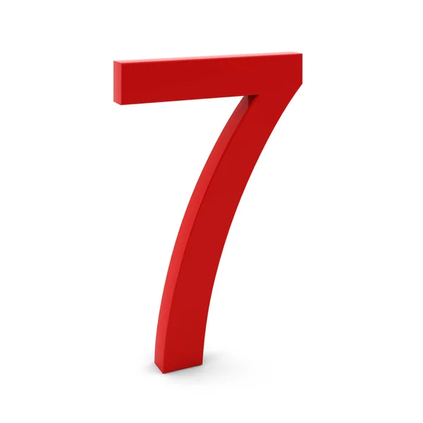 白地に赤い番号 7 の 3 d レンダリング — ストック写真