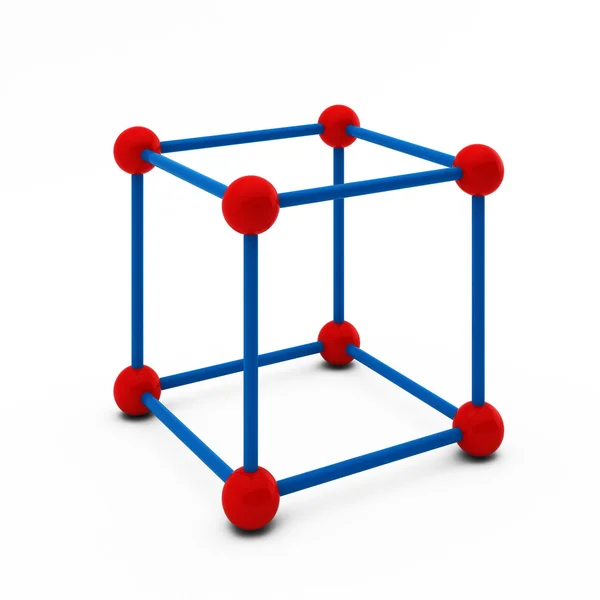 Cube with balls at the corners — Stock Photo, Image