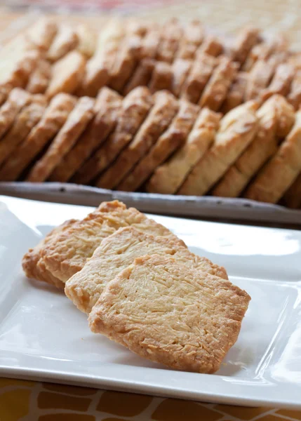 stock image Pastry cakes with sugar on plate.