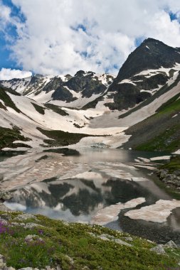 Mountain landscape with crystal river. clipart