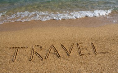 Word travel on the beach. clipart