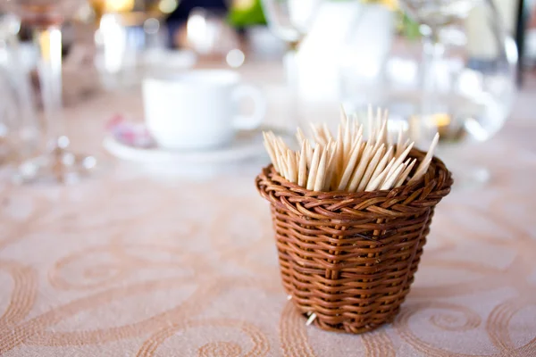 Basket With Toothpicks — Stock Photo, Image