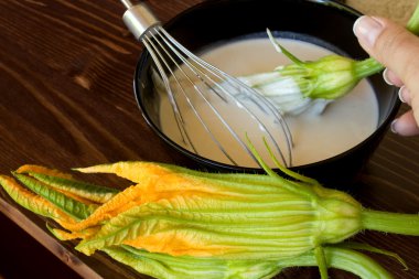 Zucchini Flowers And Batter clipart