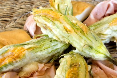 Plate With Fried Zucchini Flowers clipart