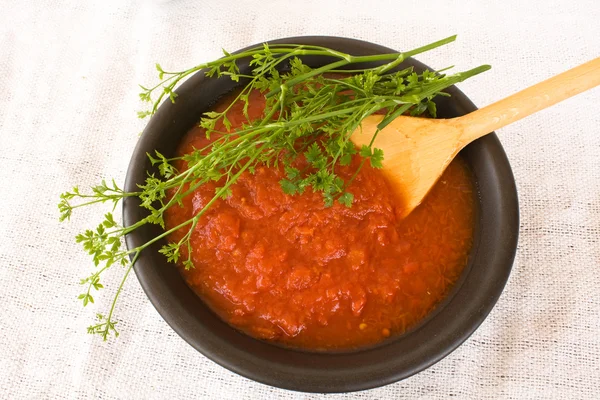 Miska z soku pomidorowego — Zdjęcie stockowe