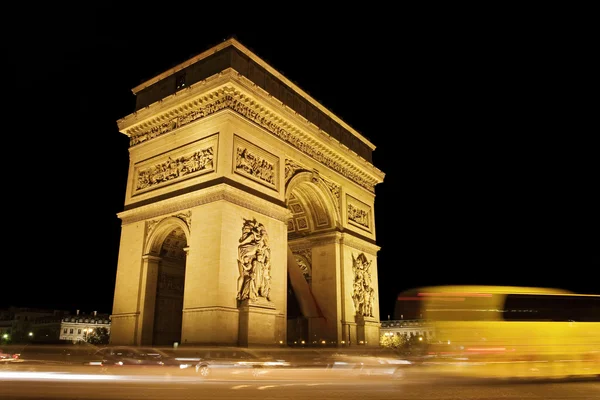 Vista notturna dell'Arco di Trionfo, Francia — Foto Stock