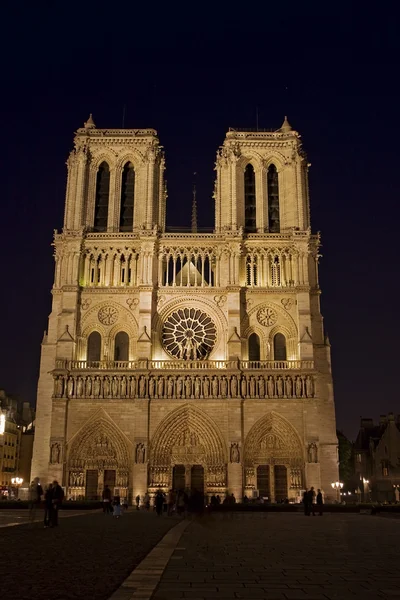 Vista nocturna de Notre Dame de Paris — Foto de Stock