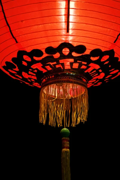 Čínské červené lucerny v noci — Stock fotografie