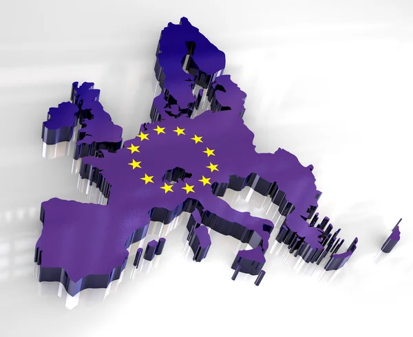 3D mapa vlajky Evropské unie — Stock fotografie