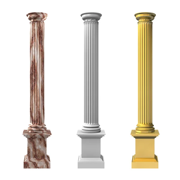 3d representación ilustrativa de tres columnas — Foto de Stock