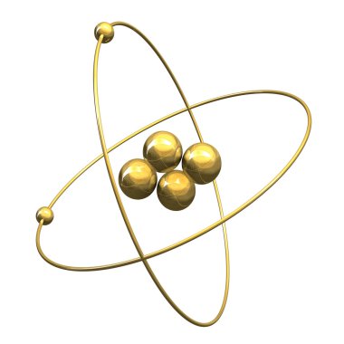 3D helyum atom altın