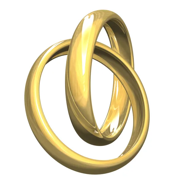 Isolated wedding rings in gold — Stock Photo, Image