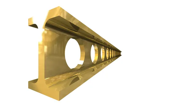 Guld stål balk isolerade — Stockfoto