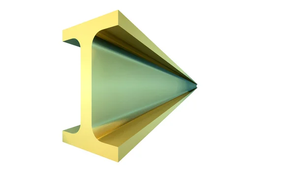 Złota dźwigar stalowy, na białym tle — Zdjęcie stockowe