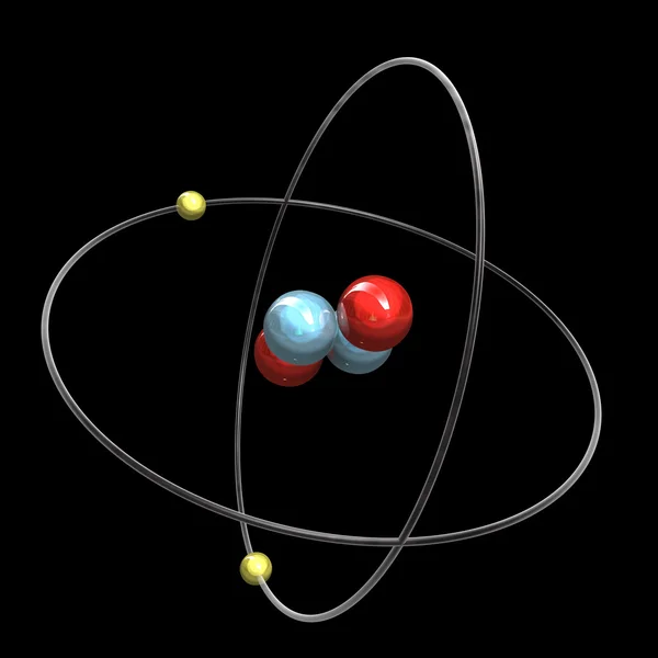 Átomo de hélio 3d preto — Fotografia de Stock