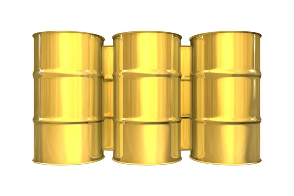 Gold oil barrels - 3d — Stock Photo, Image