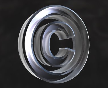 Copyright symbol in glass (3d) clipart