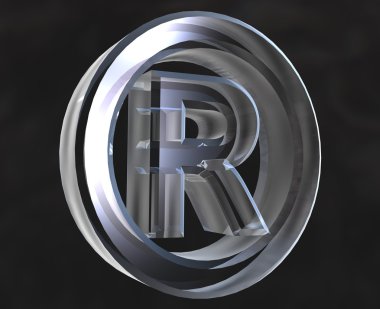 Registered symbol in glass (3d) clipart