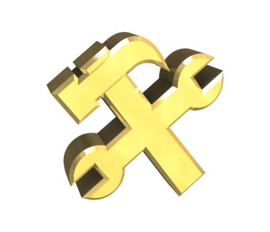 Industrial working symbol in gold (3d) clipart