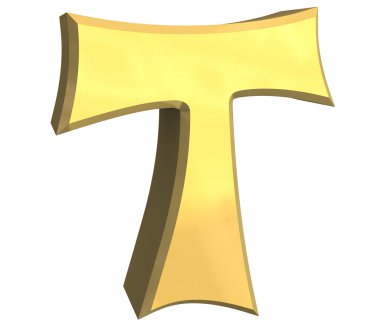 Tau cross in gold - 3D clipart