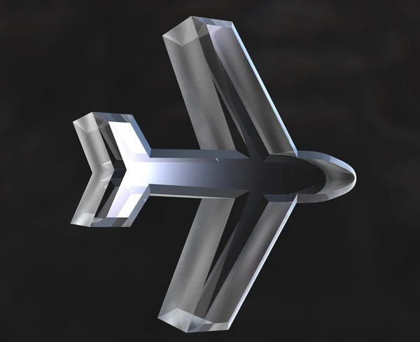 Symbole icône de l'avion en verre (3D ) — Photo