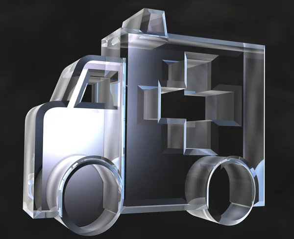 Ambulans sembolü cam - 3d — Stok fotoğraf