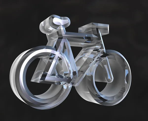 Fahrradsymbol in transparentem Glas (3d)) — Stockfoto